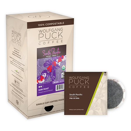 WOLFGANG PUCK COFFEE South Pacific Dark Fair Trade Organic Soft Coffee Pods, PK108 PK 016493